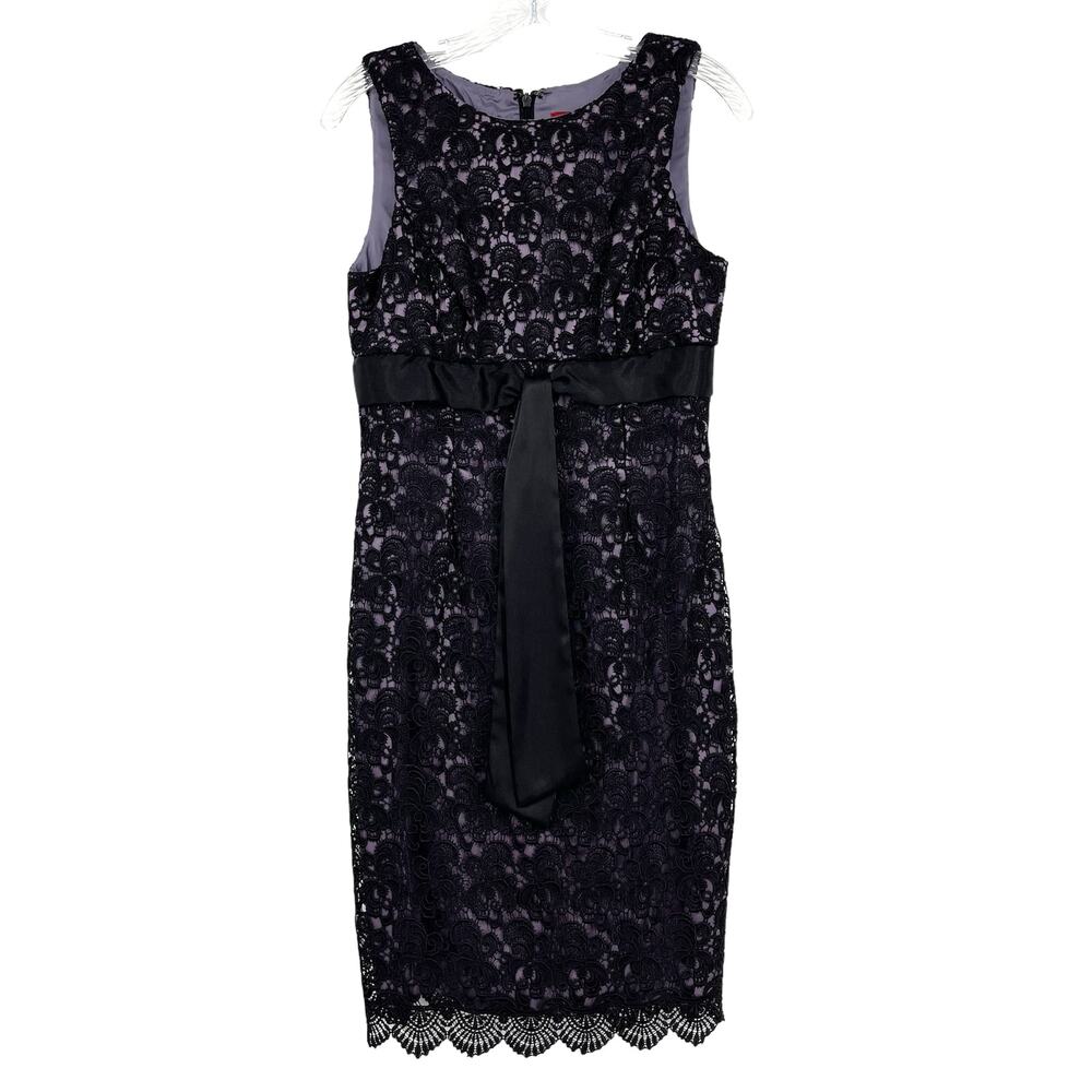 JS Collections Dress Size 4 Black Light Purple Lace Quiet Luxury Christmas